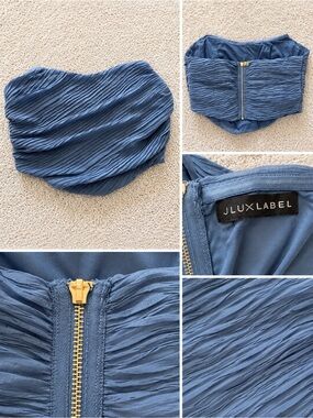 JLUXLABEL Strapless Ruched Bustier Top - Blue